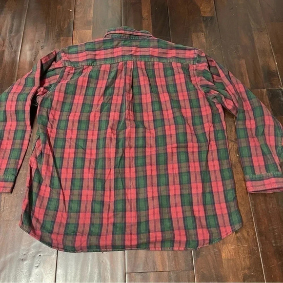 Vintage LL Bean Long Sleeve Button Down Red And Green Mens XXL - Picture 4 of 5